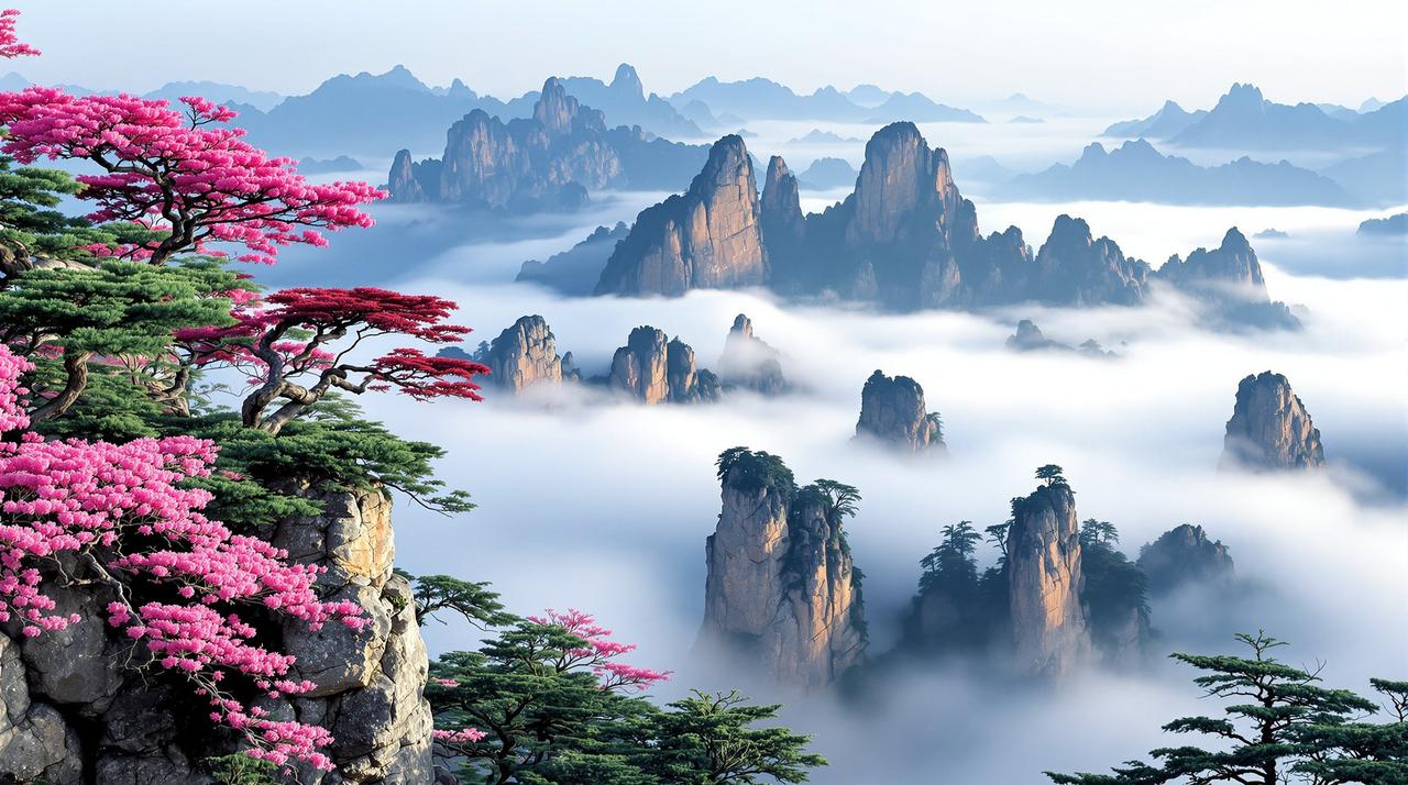 豌豆影视 - 安徽黄山杜鹃花与奇松怪石