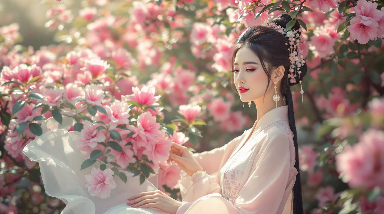 豌豆影视 - 杜鹃花主题汉服人像摄影