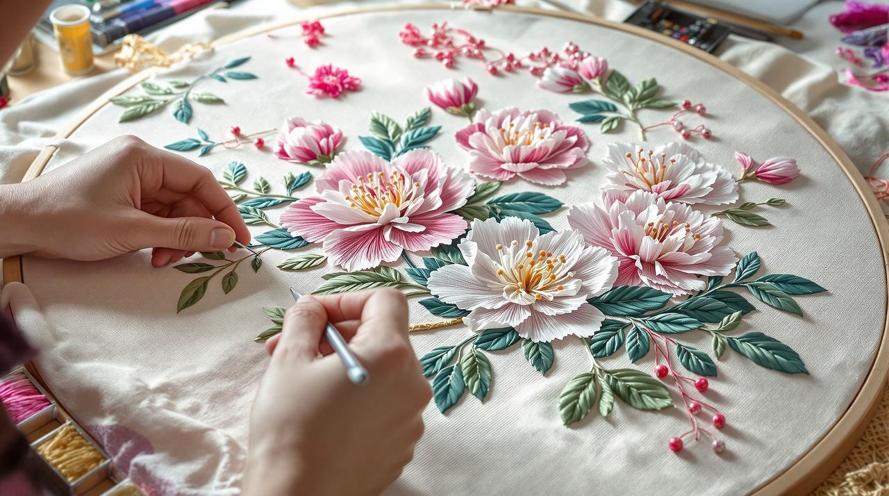 豌豆影视合集 - 杜鹃花与刺绣：指尖上的花艺