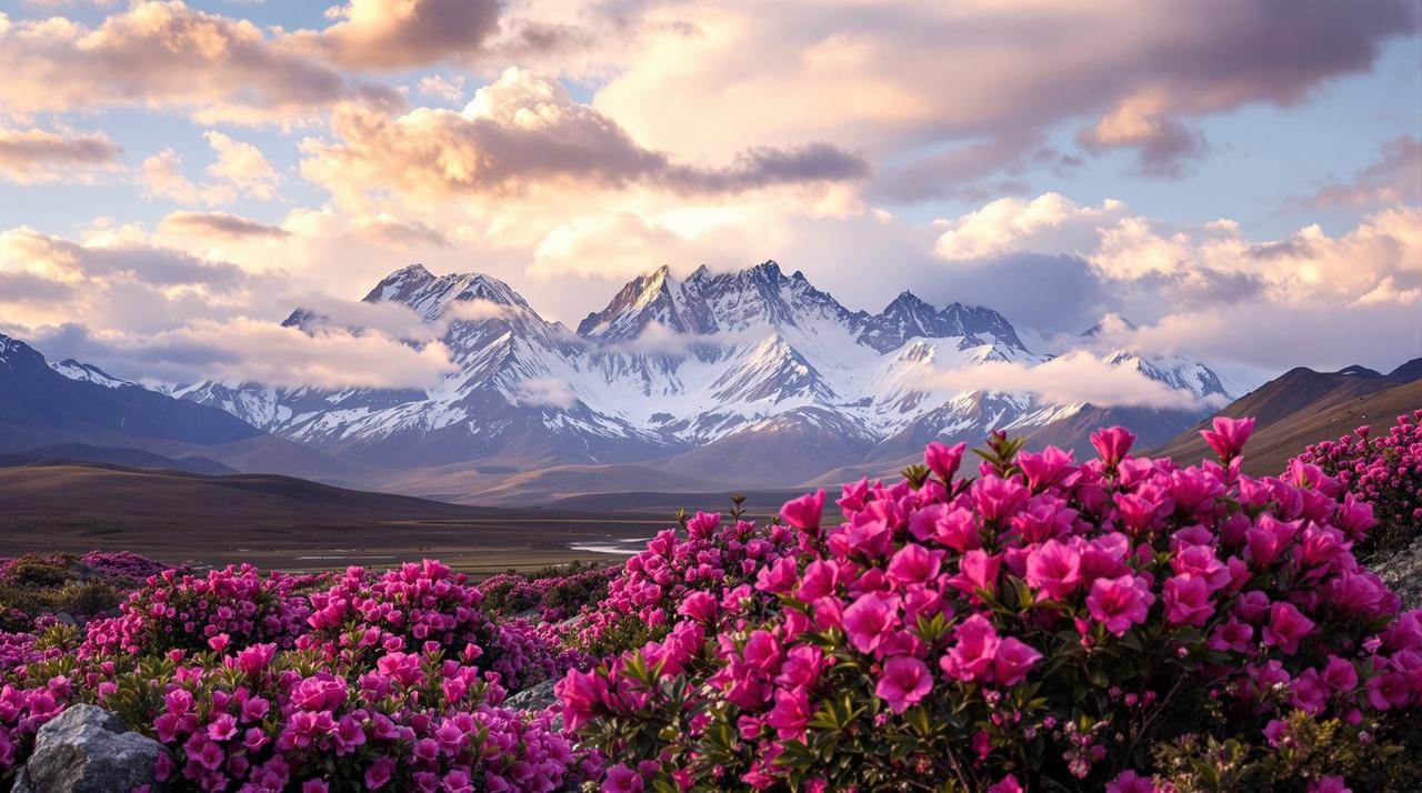 豌豆影视 - 西藏林芝杜鹃花与雪山同框绝景